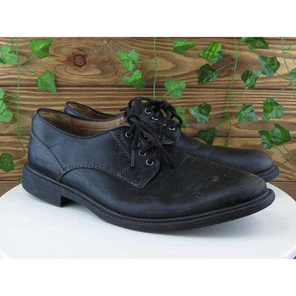 Bostonian Sz 12 Derby Oxfords Black Leather Men Lace Up Medium (D, M) - Picture 4 of 10